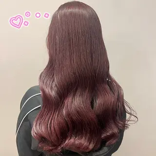 ロング カラー ヘアセット/ピンク /レッド/あつはのヘアスタイル