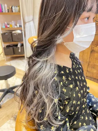 セミロング ブリーチなしダブル カラー縮毛矯正　下野のヘアスタイル