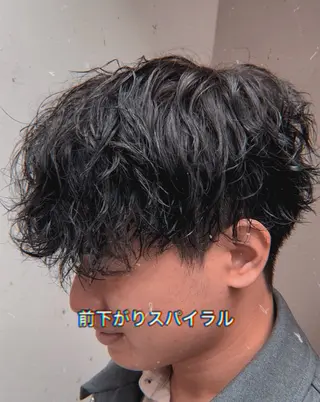 ミディアム パーマ メンズ メンズパーマ特化型 /京橋/栗野京弥のヘアスタイル