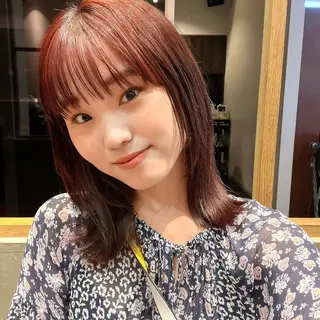 セミロング カラー 暖色/艶髪/ボブ/ ショート/Ayaのヘアスタイル