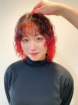 ミディアム カラー パーマ パーマ、髪質改善 菊地美月のヘアスタイル