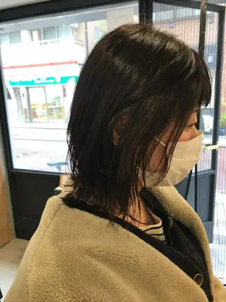 ミディアム 暖色カラー🍊 ボブ🌿顔周りcutのヘアスタイル