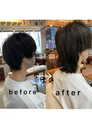 メンズ レイヤーウルフ エクステ磯部のヘアスタイル