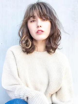 ミディアム パーマ gite カワムラナオキのヘアスタイル