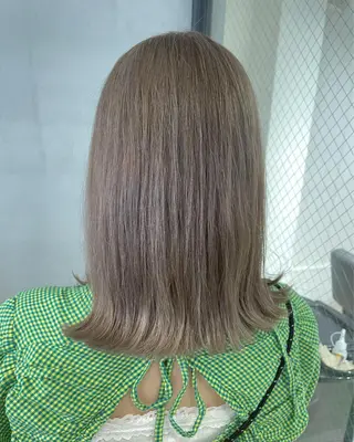 ミディアム 暖色カラー🍊 ボブ🌿顔周りcutのヘアスタイル