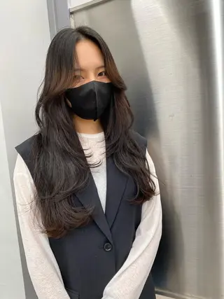 ロング 京都レイヤーカット/ 縮毛矯正/羽柴りくのマツエク・マツパデザイン