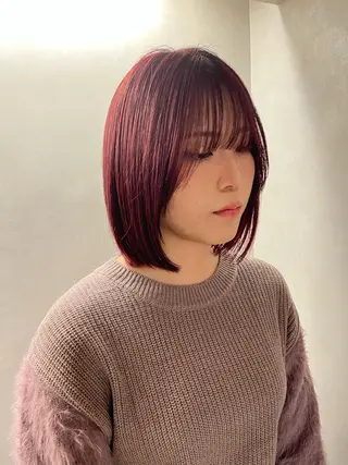 ミディアム カラー ioeわかめようじ/ 縮毛矯正/髪質改善のヘアスタイル