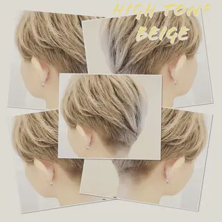ショート ハイライト/ブリーチ バレイヤージュ関佳祐のヘアスタイル