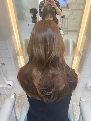 セミロング カラー 新宿/韓国風レイヤー 髪質改善/渋谷直樹のヘアスタイル