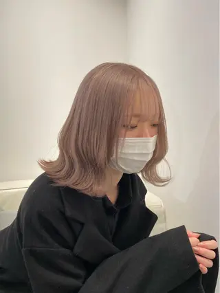 ミディアム カラー 名古屋栄♡PELE 上品な透明感ベージュのヘアスタイル