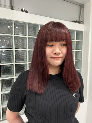 セミロング カラー 愛結 暖色カラー🎀🩰のヘアスタイル