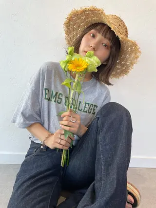 ショート カラー ヘアアレンジ satsuki 暖色・ブラウンカラーのヘアスタイル