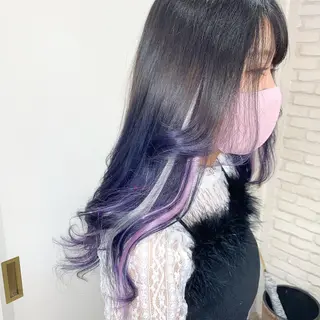 ロング カラー ミユ🎀ヘアメ 🎨デザインカラーのヘアスタイル