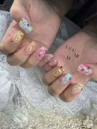 ネイル 💕🐰うさみみ🐰 💕猫と触れ合い✨のネイルデザイン