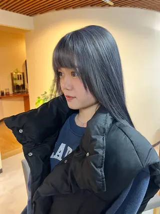 セミロング カラー ルーツ/ デザイン/ ハイトーン/おこのぎのヘアスタイル