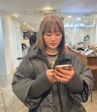 ミディアム カラー 聖斗 /ハイトーン/パーマのヘアスタイル