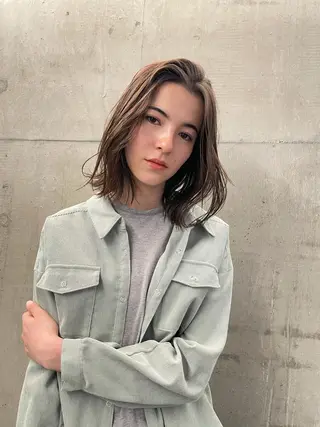 ミディアム カラー 笠原 健人のヘアスタイル