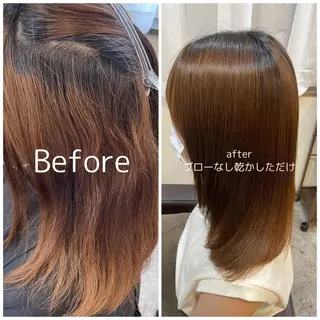 ミディアム 縮毛矯正×韓国ヘア ×髪質改善×レイヤーのヘアスタイル