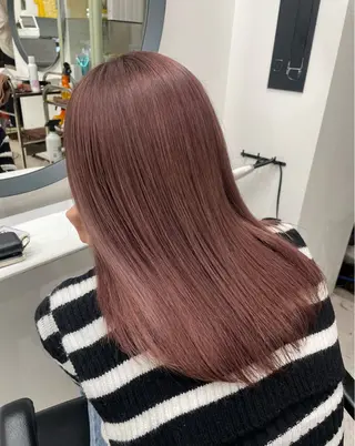 セミロング 縮毛矯正/ ケアブリーチ/モカのヘアスタイル