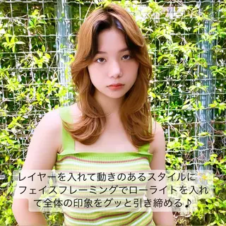 セミロング カラー 普通の美容室じゃない ⁉️/若林のヘアスタイル