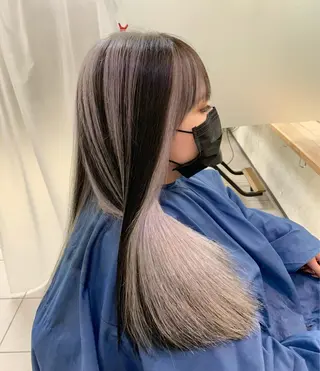 セミロング 髪質改善ストレート/ ブリーチ／渋谷　福田のヘアスタイル