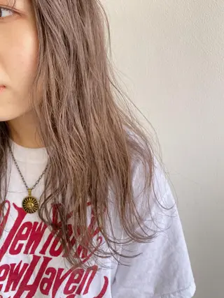 ロング カラー 顔周りレイヤー/韓国 ブリーチminamiのヘアスタイル
