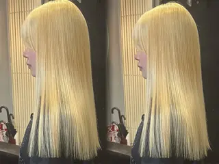 ロング 韓国ヘア/ブリーチ無 しWカラー/オリーブのヘアスタイル