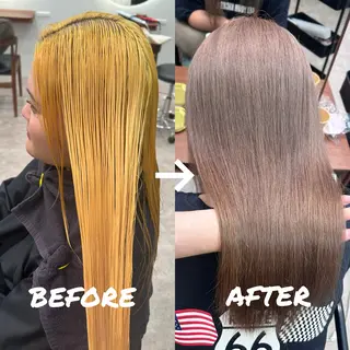 カラー 立川ハイトーンピンク 宮崎のヘアスタイル