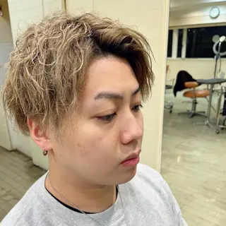 ショート パーマ メンズ ボブ/透明感カラー /大宮/たぐち🥣のヘアスタイル