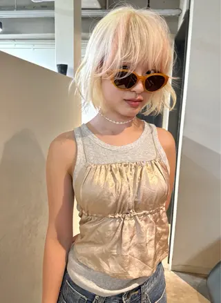 ショート カラー ヘアアレンジ 丸山渉/パーマ エフェクトブリーチのヘアスタイル