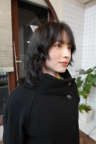 ミディアム カラー パーマ ボブパーマ/パーマ ウルフパーマのヘアスタイル