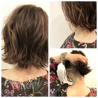 ミディアム カラー 平川 友希子のヘアスタイル