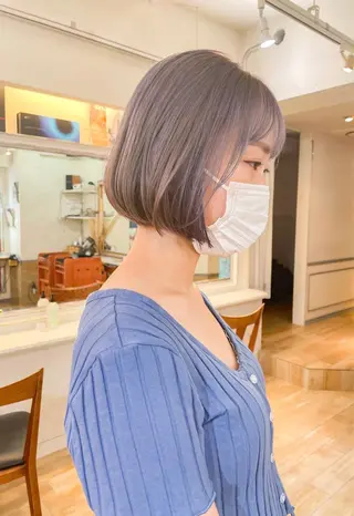 ショート カラー ボブ ブリーチ/miinaのヘアスタイル