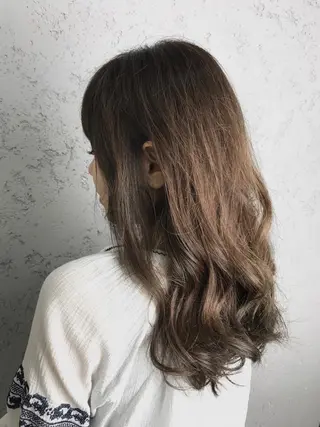 セミロング カラー パーマ ヘアアレンジ 韓国ヘア✨グレージュ カラーasamiのヘアスタイル