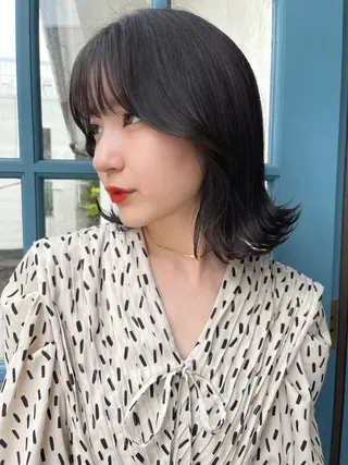 ミディアム カラー 顔周りカット× 髪質改善【リョウ】のヘアスタイル