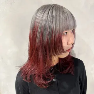 セミロング カラー デザインカラー/パー マ🦖外岡咲希🦖のヘアスタイル