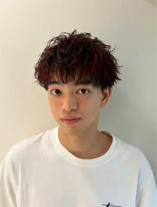 ショート カラー パーマ メンズ [渋谷ブリーチ] 玲弥のヘアスタイル