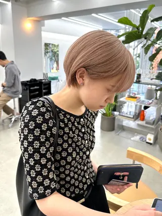 ショート カラー ボブ/レイヤー/ケア パーマ/リュウタのヘアスタイル