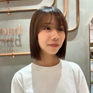 ショート カラー ボブ/巻ける縮毛矯正 /韓国レイヤーはなのヘアスタイル