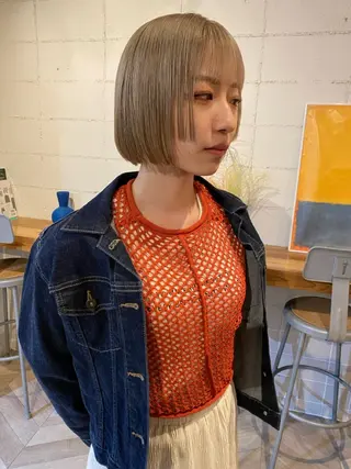 ミディアム カラー green登戸所属・GINJI ブリーチ　ハイトーンのヘアスタイル