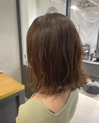 ミディアム カラー 暖色カラー🍊 ボブ🌿顔周りcutのヘアスタイル