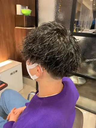 ミディアム メンズパーマ/難波/ 心斎橋　室園亮佑のヘアスタイル