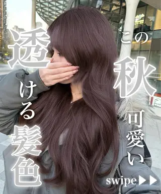 ロング カラー 透明感カラー グレージュ/あいのヘアスタイル