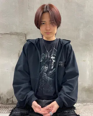 ミディアム カラー メンズ パーマ、髪質改善 カズマのヘアスタイル