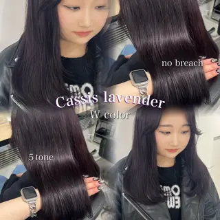 ロング カラー 暗髪🩶ラベンダー/ ブルー/ユウナ🤍のヘアスタイル