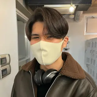 ショート パーマ ヘアアレンジ メンズ fifth所属・センターパート／マッ シュ／パーマ　あさみのヘアスタイル