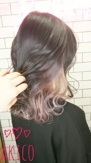 ミディアム カラー LUXBE GALLERY なんば駅前店所属・ラックスビーギャラリ ー AKICOのヘアスタイル