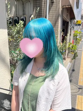 ロング カラー 艶髪/ハイトーン/ ヘアセット/モエノのヘアスタイル