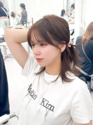 ミディアム カラー ヘアアレンジ 最小顔周り&レイヤー 特化/池袋/kokiのヘアスタイル