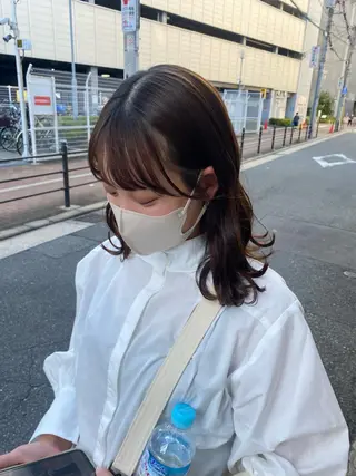 ミディアム Rinka/梅田/ 透け感カラー🤎のヘアスタイル